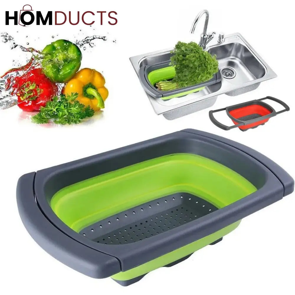 Foldable Square Silicon Basket Over The Sink