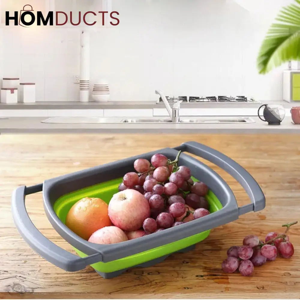 Foldable Square Silicon Basket Over The Sink