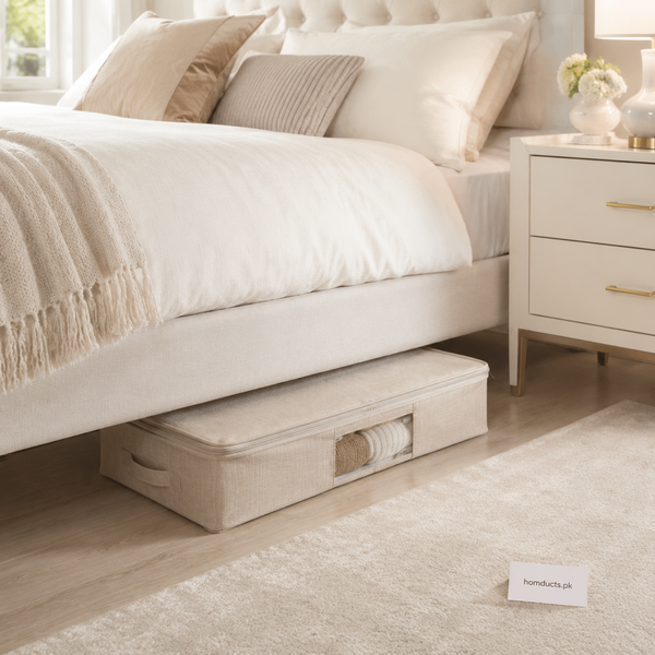 Foldable under-bed clothes storage box with transparent window