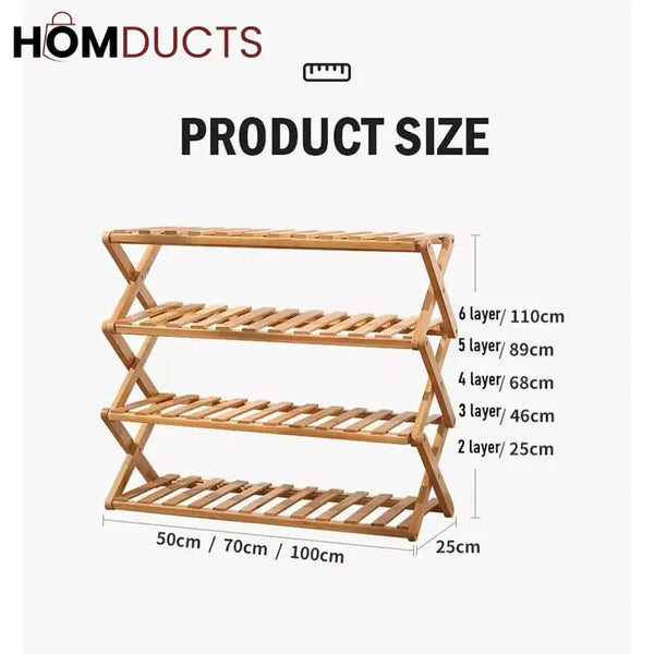 Foldable Wooden Shoe Rack