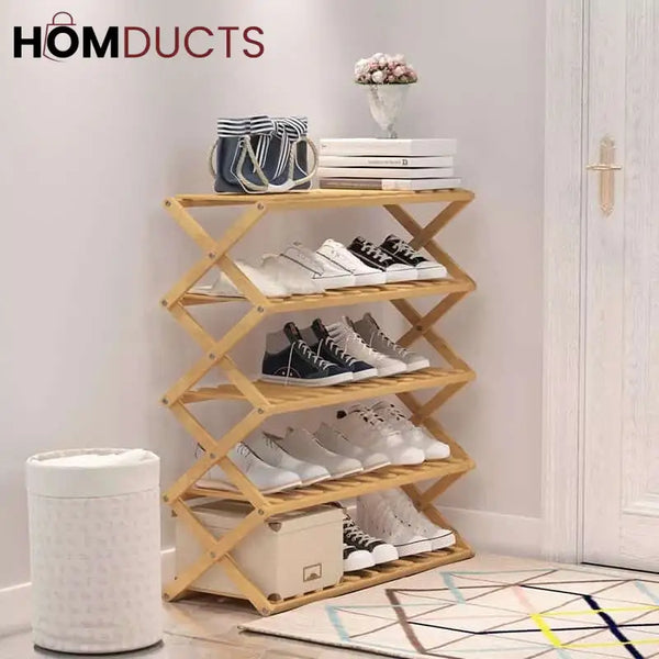 Foldable Wooden Shoe Rack