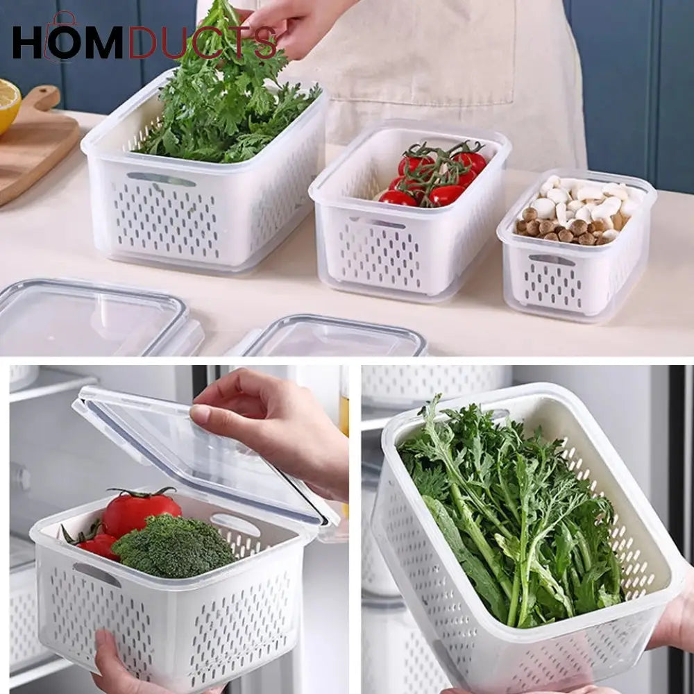 Food Sealed Preservation Box With Drain Basket