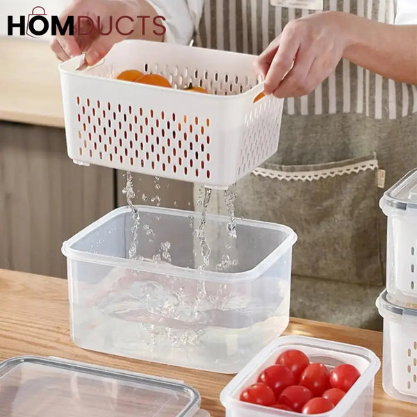 Food Sealed Preservation Box With Drain Basket