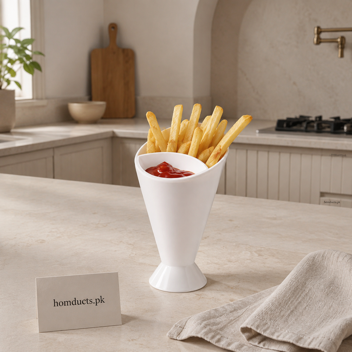 Two-in-one French fries and dip serving cup