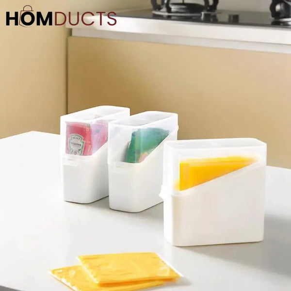 Fridge Organizer Bins with Lids – Stackable Storage Containers for Cheese Sauce Packets & Snacks