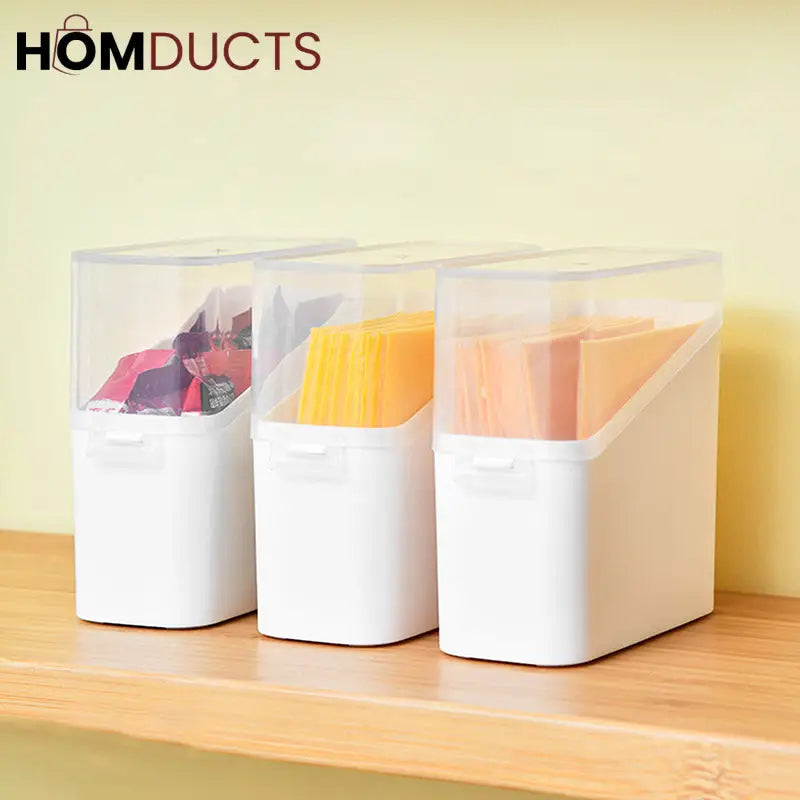 Fridge Organizer Bins with Lids – Stackable Storage Containers for Cheese Sauce Packets & Snacks