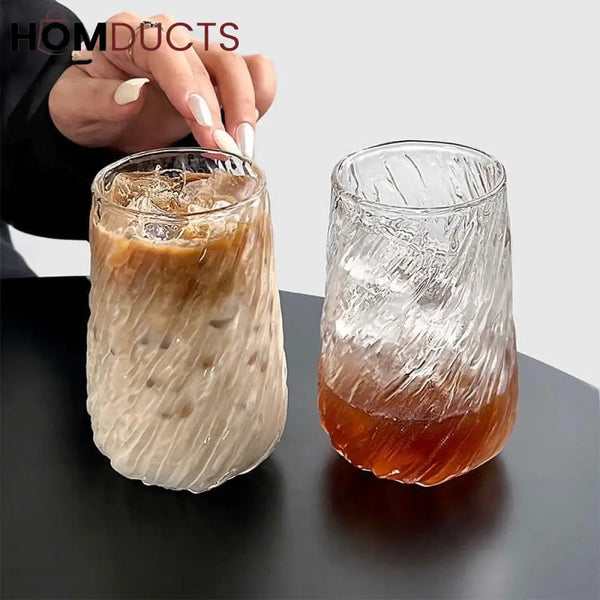 Frozen Ice Design Glass Cup - Elegant Tea & Coffee Mug | Premium Transparent Glass
