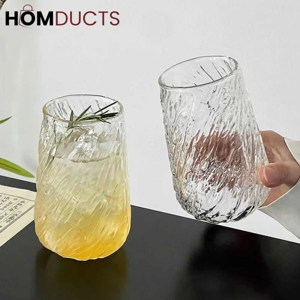 Frozen Ice Design Glass Cup - Elegant Tea & Coffee Mug | Premium Transparent Glass