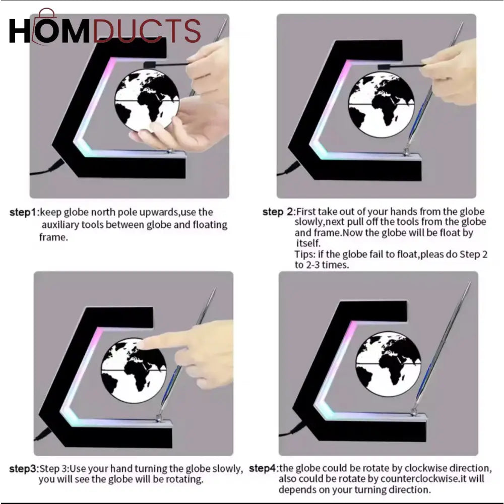 Futuristic Desk Globe with RGB Glow – Levitating Display