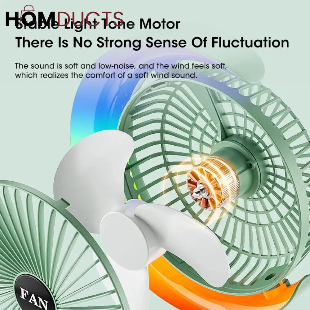 G Shape Rgb Lightening Rechargeable Fan