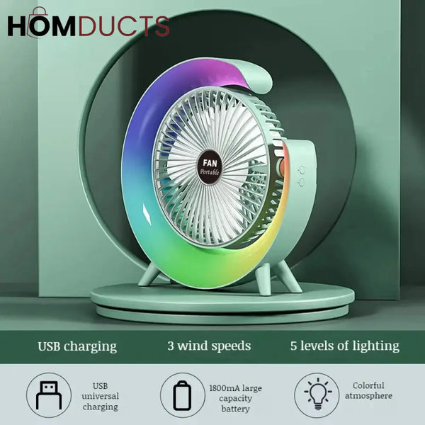 Fan Shape Area G Shape RGB Lightening Rechargeable Fan – Homducts