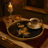 Galaxy Bloom Round Tray – Luxury Golden Rose Tea & Dessert Server