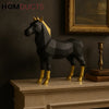 Geometric Black Horse Sculpture with Gold Accents – Modern Luxe Decor