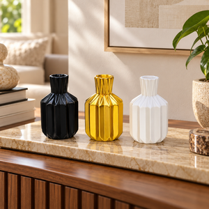 Geometric faceted mini decorative vase in three colours