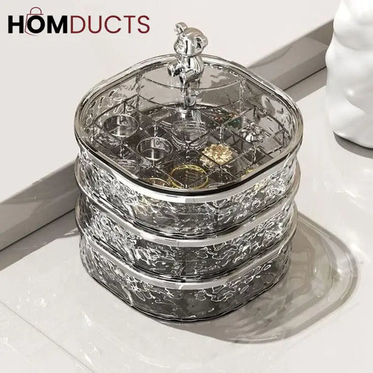 Glacier Style Clear Acrylic Jewelry Organizer – Multi-Compartment Jewelry Storage Box for Rings Earrings & Necklaces