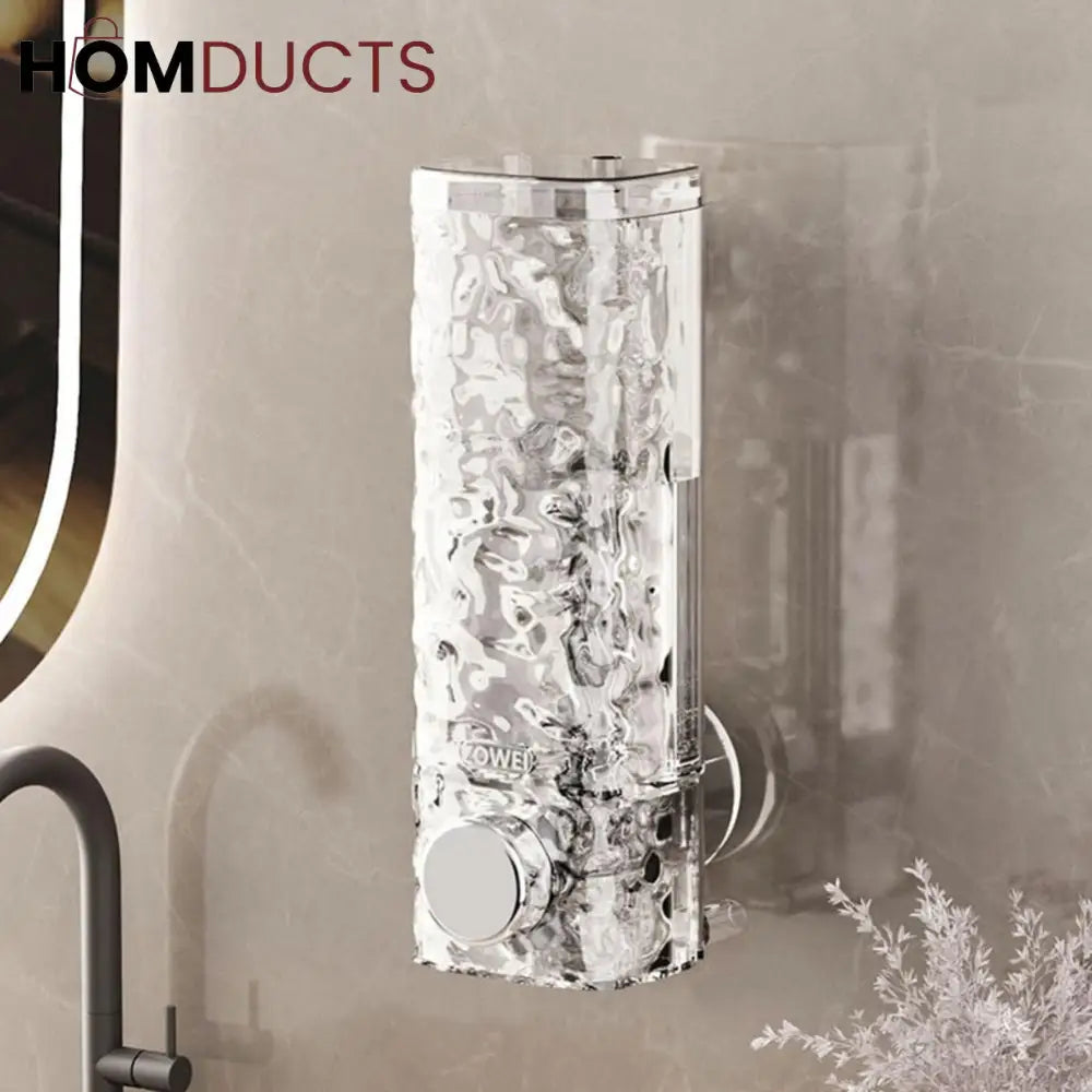 Glacier Wall-Mounted Suction Soap Dispenser – Luxury Textured for Bathroom & Kitchen