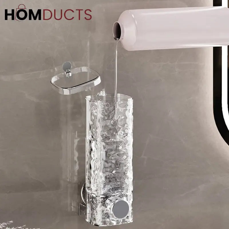 Glacier Wall-Mounted Suction Soap Dispenser – Luxury Textured for Bathroom & Kitchen