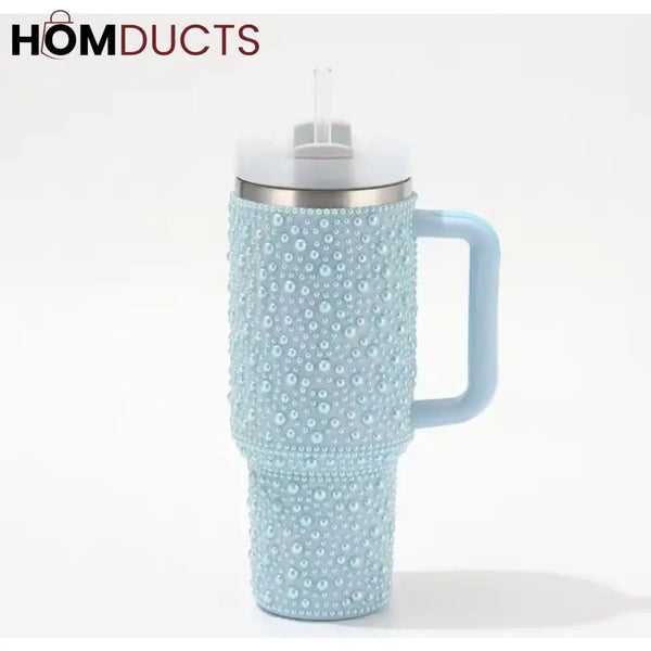 Glamorous Pearl Style 40oz Rhinestone Tumbler - Stay Hydrated in Style Style 1