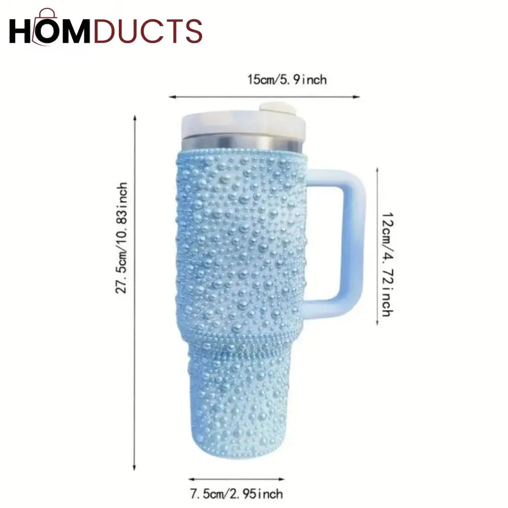 Glamorous Pearl Style 40oz Rhinestone Tumbler - Stay Hydrated in Style
