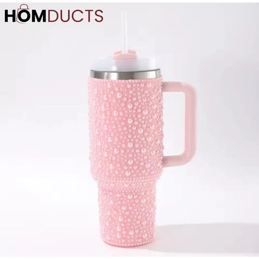 Glamorous Pearl Style 40oz Rhinestone Tumbler - Stay Hydrated in Style Style 3