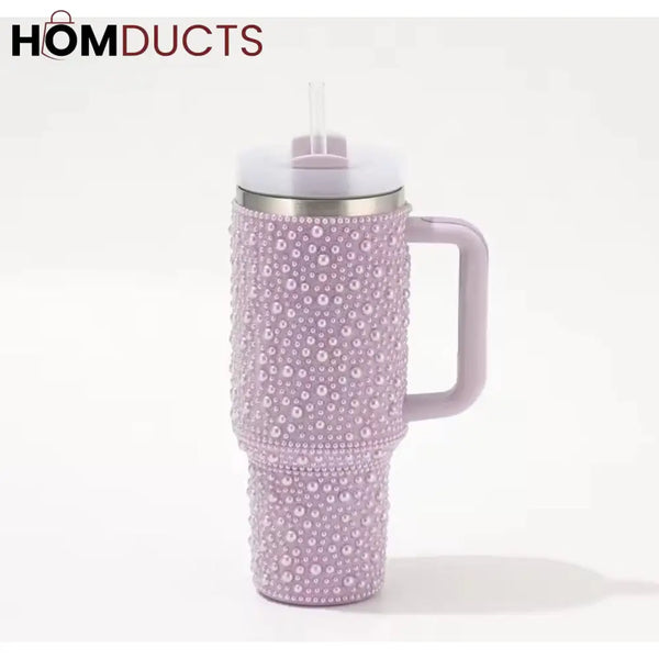 Glamorous Pearl Style 40oz Rhinestone Tumbler - Stay Hydrated in Style Style 4