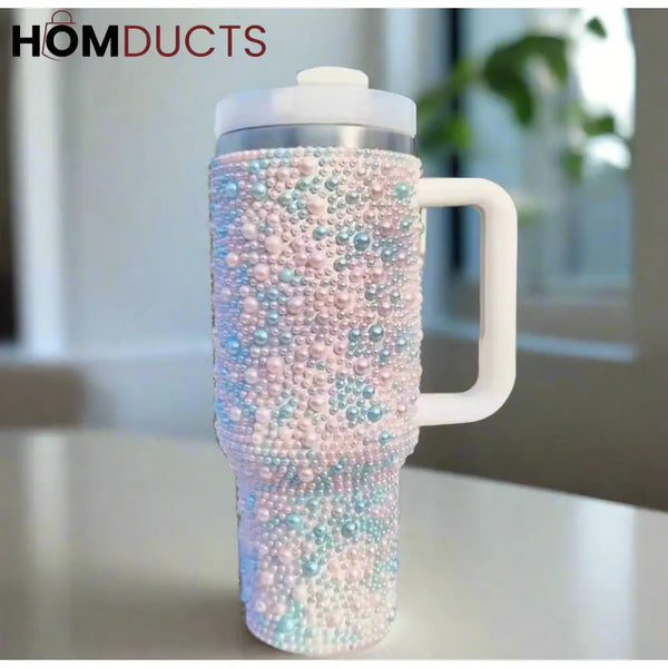 Glamorous Pearl Style 40oz Rhinestone Tumbler - Stay Hydrated in Style