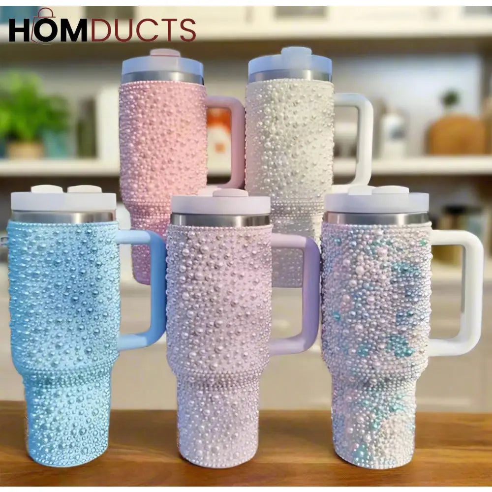 Glamorous Pearl Style 40oz Rhinestone Tumbler - Stay Hydrated in Style