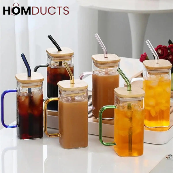 Glass Mug With Lid And Straw