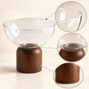 Clear glass pedestal serving bowl feature infographic