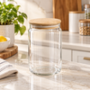 Clear glass storage jar with bamboo lid, 1200ml
