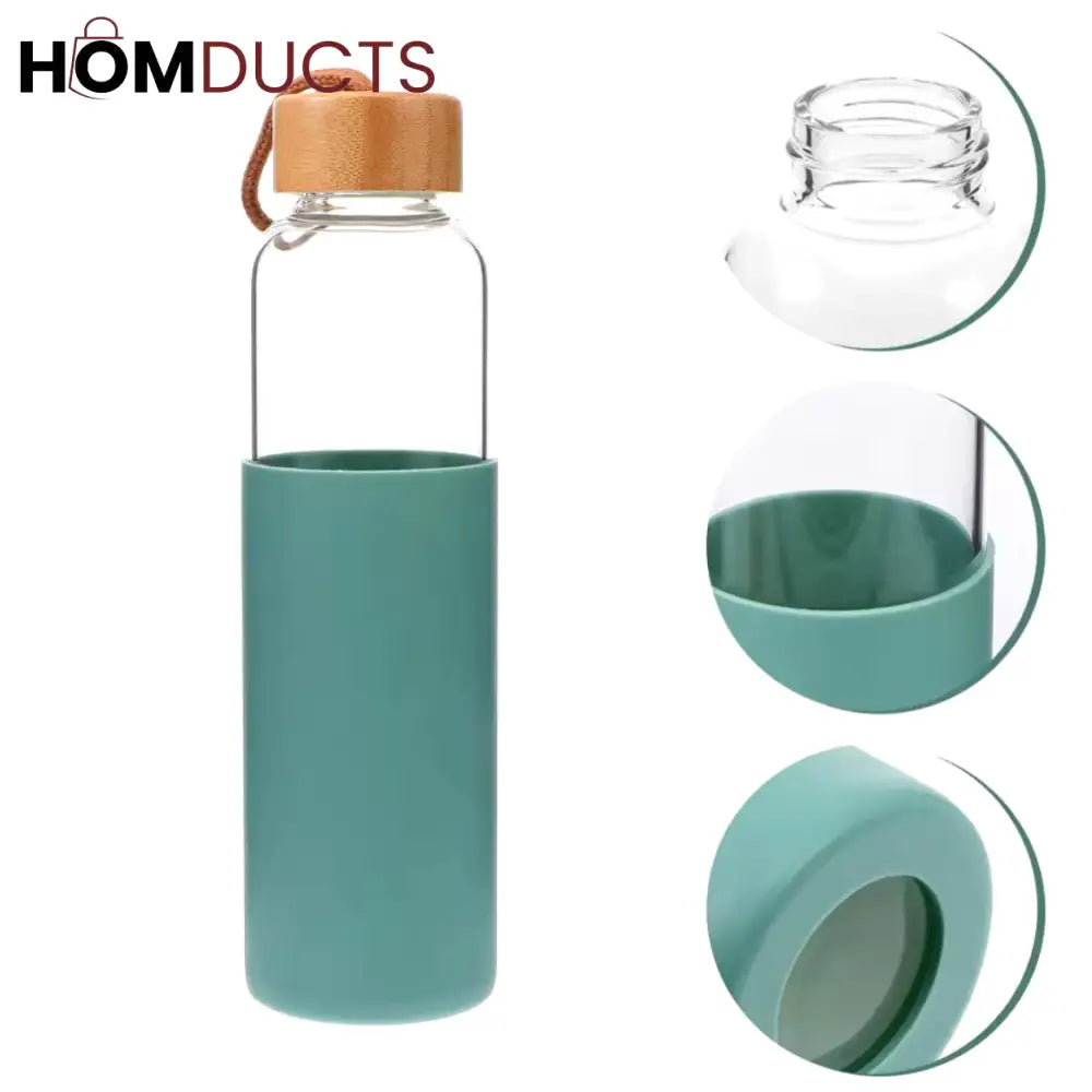 Mini Glass Water Bottle with Silicone Sleeve - Portable & Anti-Scald