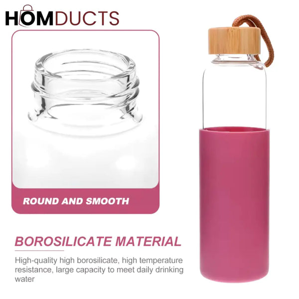 Mini Glass Water Bottle with Silicone Sleeve - Portable & Anti-Scald
