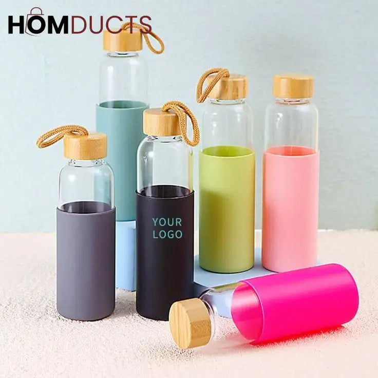 Mini Glass Water Bottle with Silicone Sleeve - Portable & Anti-Scald