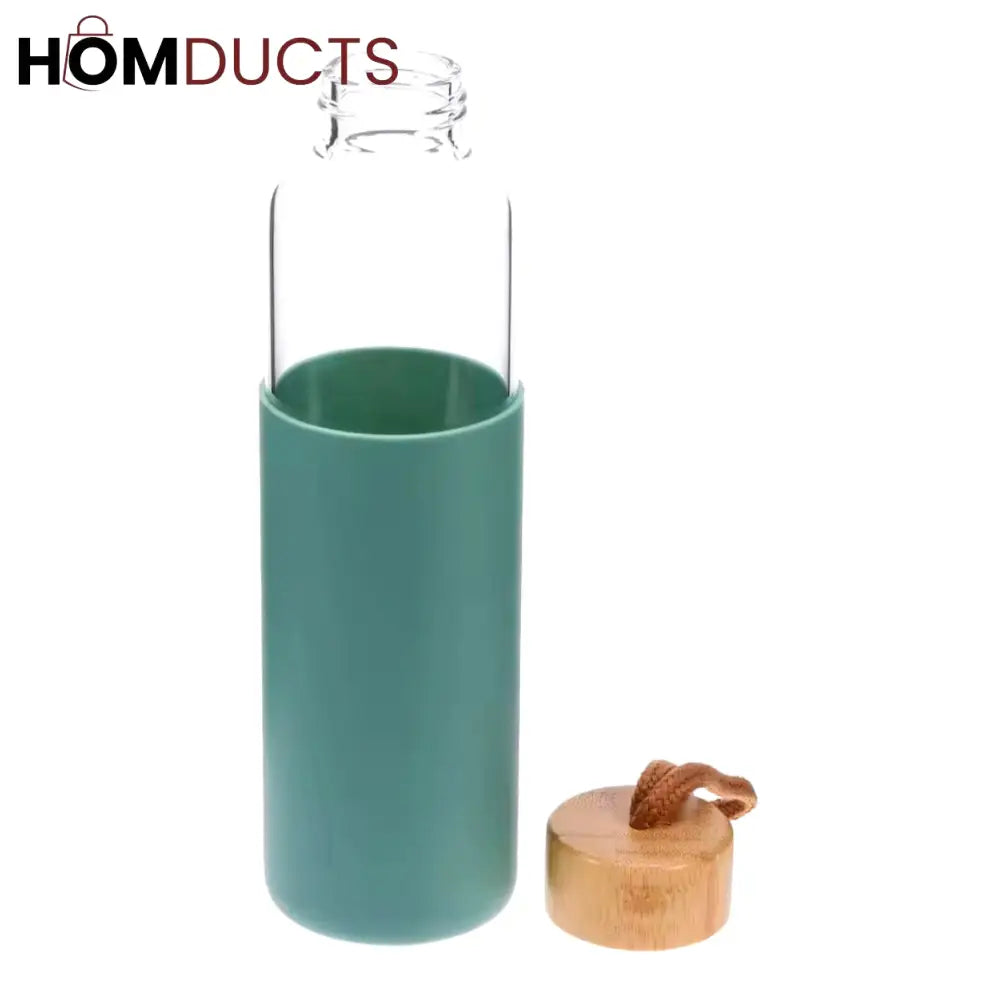 Mini Glass Water Bottle with Silicone Sleeve - Portable & Anti-Scald