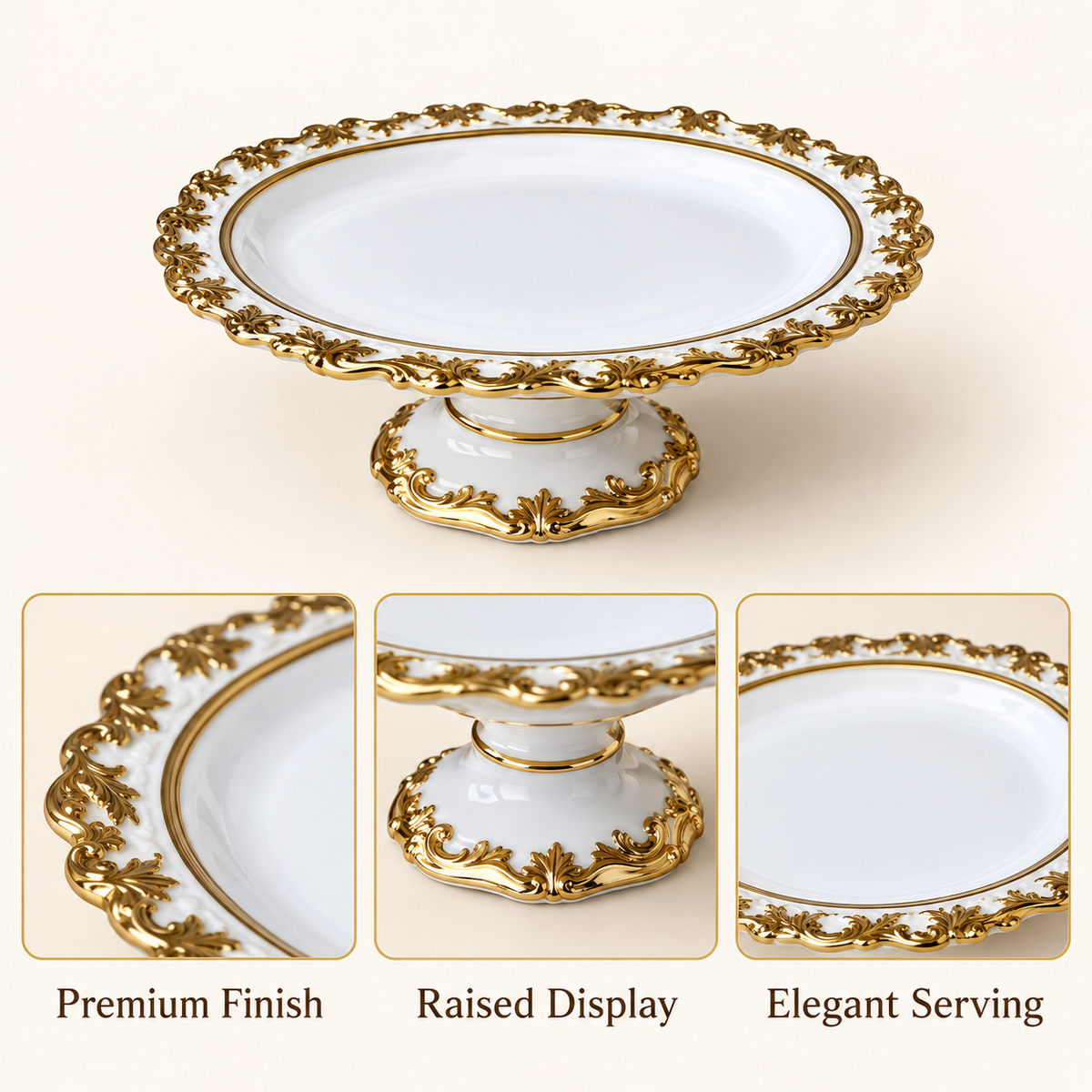 Danny Home Luxury Oval Pedestal Fruit Plate