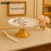 Gold Blossom Pedestal Cake Stand – Luxury Floral Ceramic with Server