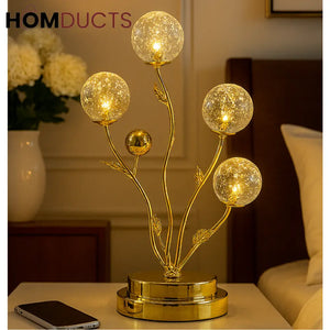 Gold Crystal Globe Table Lamp – Modern Luxury Nightstand Lighting