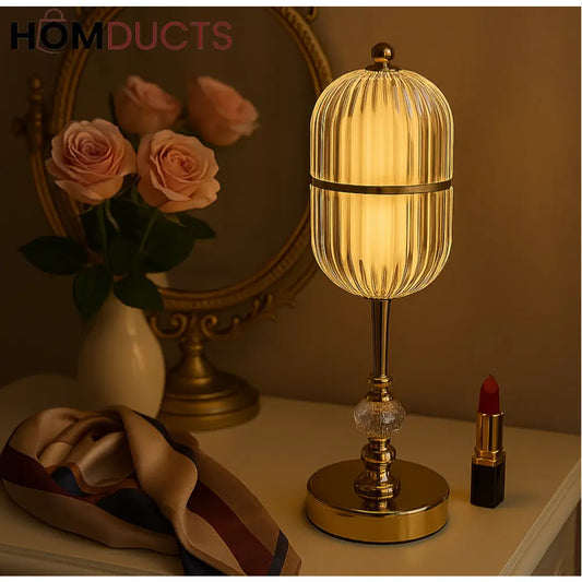 Gold Crystal Vanity Lamp – Parisian-Inspired Decorative Table Light