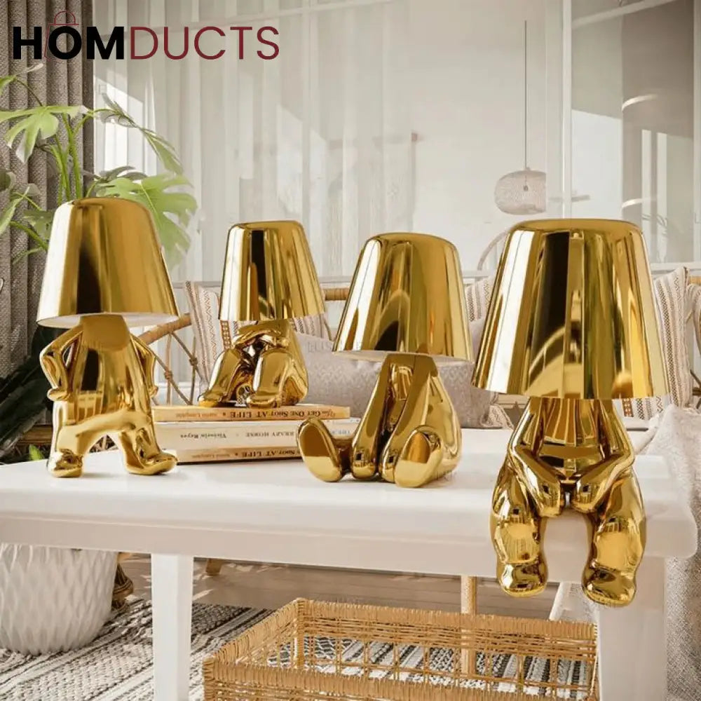 Gold Metallicp Lamp – Statement Sculptural Light for Living Room & Office