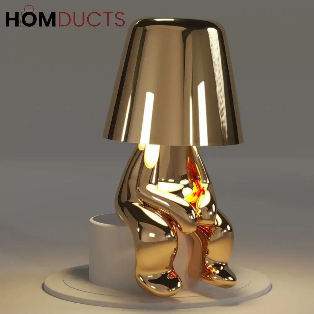 Gold Metallicp Lamp – Statement Sculptural Light for Living Room & Office