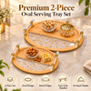 Premium Bamboo & Acrylic Oval Serving Tray Set – 2 Piece features and details