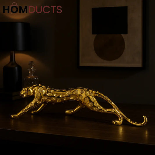 Gold Panther Sculpture – Bold Decorative Accent for Office & Lounge