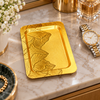 Gold rectangular leaf pattern decorative tray