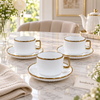 Luxury gold rim fluted cup and saucer 6 piece set