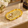 Gold scalloped oval abstract spot decorative tray