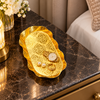 Gold scalloped oval floral decorative tray