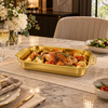 Large gold finish rectangular serving dish without lid