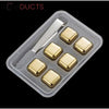 Gold Stainless Steel Reusable Ice Cubes Set – 6 Pieces with Tongs