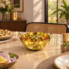 Gold finish fluted steel karahi serving bowl