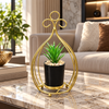 Gold teardrop wire planter with artificial succulent